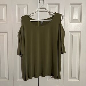 Catherines Olive Cold Shoulder Blouse